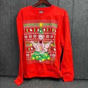 SpongeBob Squarepants Red Crewneck Sweater with Festive Design